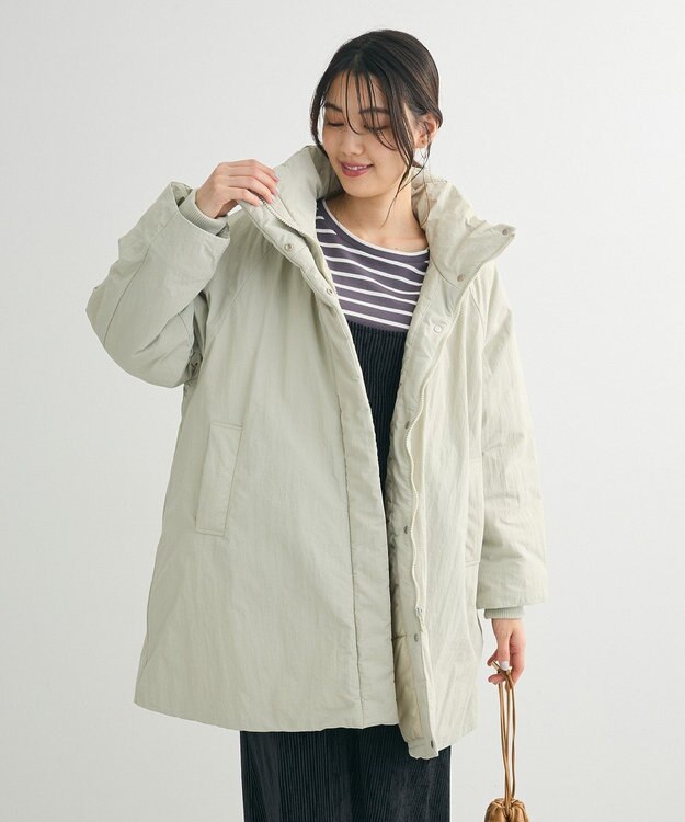 Green Parks シームレス中綿ドロストコート Smoky Green