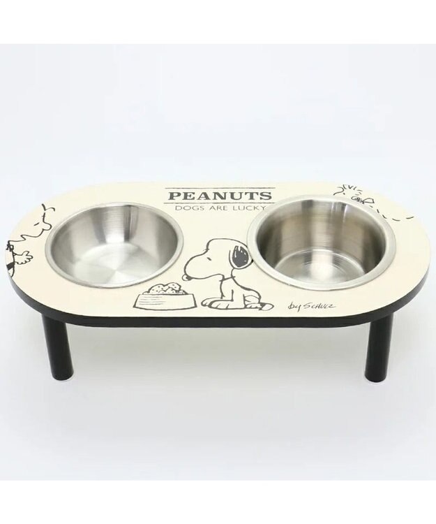 PET PARADISE スヌーピー モノトーン フードボウル スタンド 白～オフホワイト