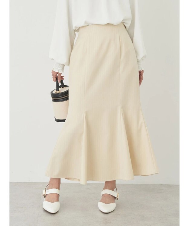 earth music&ecology ピンストライプマーメイドスカート Beige