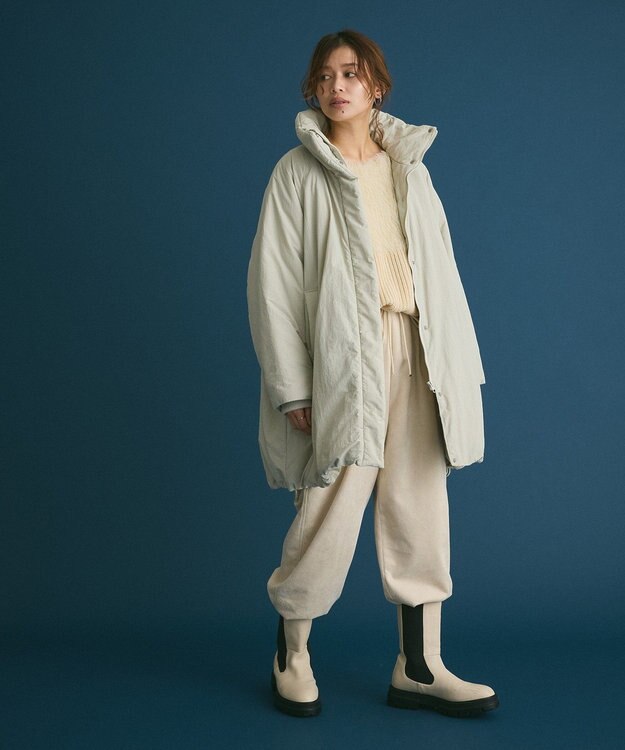 Green Parks シームレス中綿ドロストコート Smoky Green