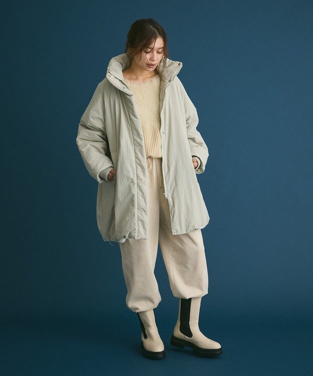 Green Parks シームレス中綿ドロストコート Smoky Green