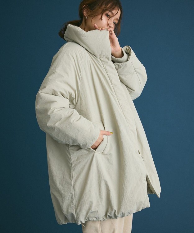 Green Parks シームレス中綿ドロストコート Smoky Green