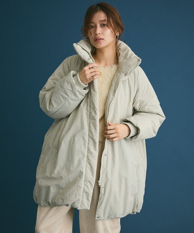 Green Parks シームレス中綿ドロストコート Smoky Green