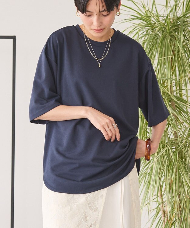 AMERICAN HOLIC ジョーゼットラウンドヘムトップス Navy