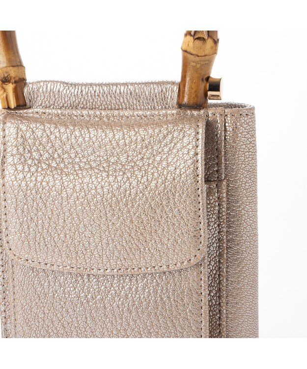 UNBILLION perche バンブーハンドルゴートモバイルウォレットショルダー シルバー
