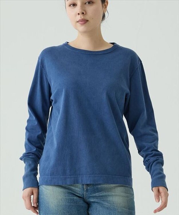 caqu caqu x GoodOn roundneck L/S tee  シンプルゆったりフィットシャツ blue