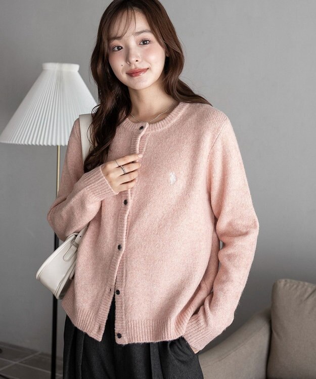 WEGO 【WEB限定/25年秋冬新作】別注USPOLO微起毛カーデ ライトピンク