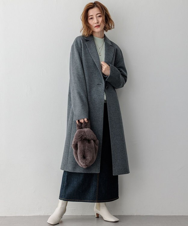 23区 L 【滝沢眞規子さん着用】ウールカシミヤビーバー チェスターコート グレー系