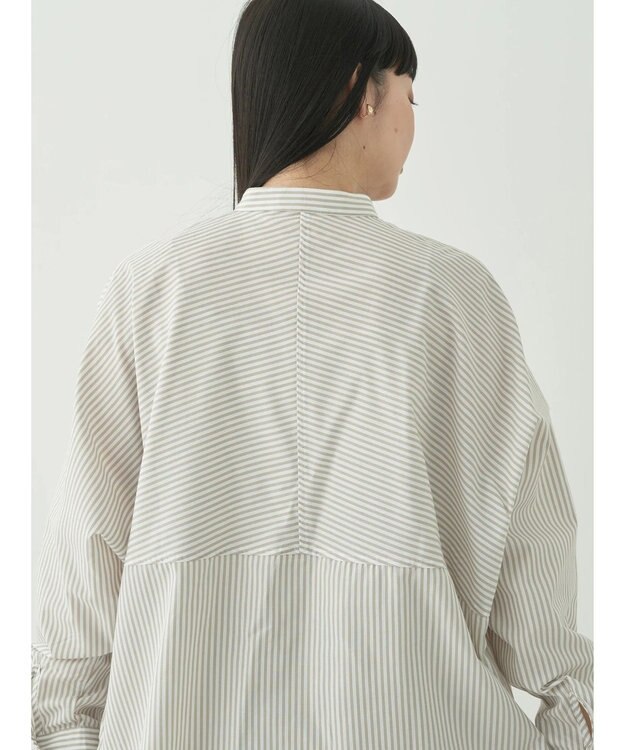 earth music&ecology ドルマンストライプシャツ Stripe Beige