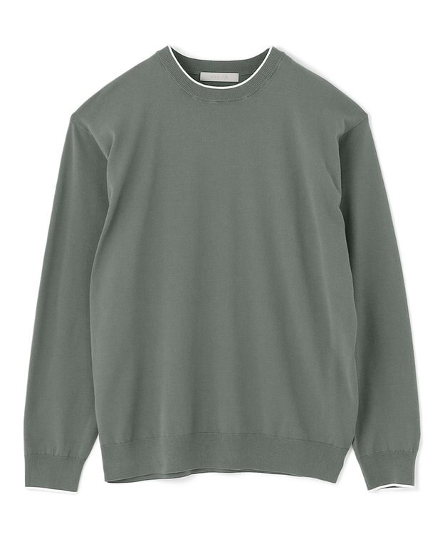 UNFILO MENS スタイリッシュ ニット プルオーバー カーキ