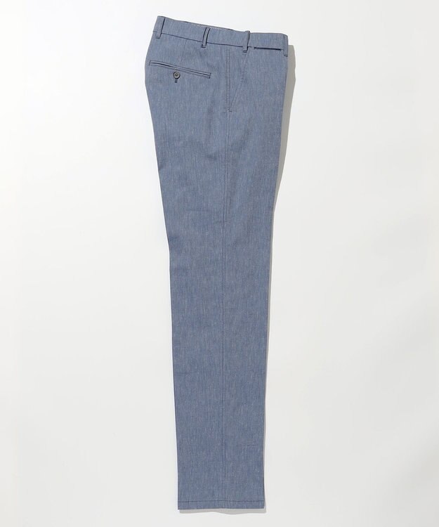 JOSEPH ABBOUD 【キングサイズ・ウエストも伸びる/清涼/ストレッチ】ストレッチリネンシャンブレーパンツ サックスブルー系