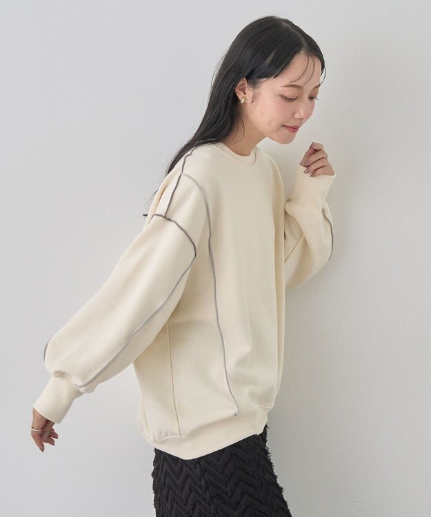 earth music&ecology 配色ルーズチュニック Ivory