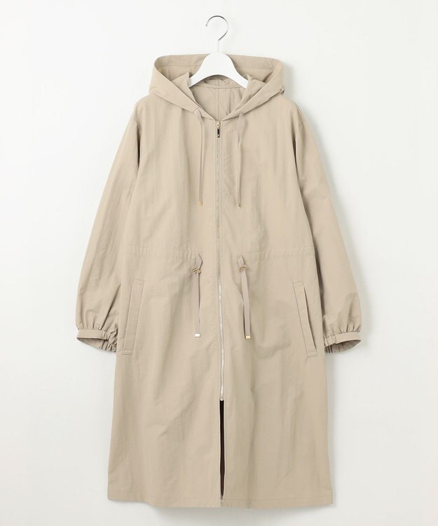 自由区 【撥水加工・UVケア・洗える】ライトグログランフーデッド コート ベージュ