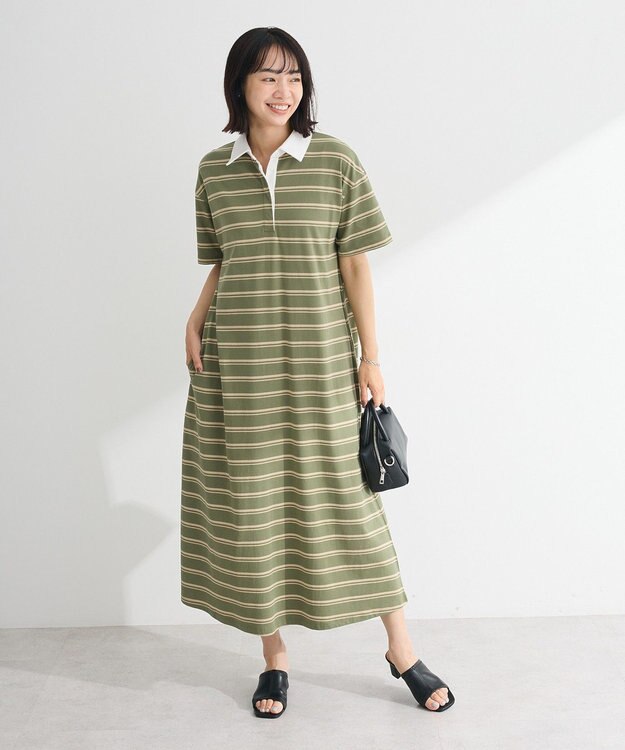 Green Parks ・ＳＵＧＡＲ　ＳＰＯＯＮ　ボーダーポロワンピース Khaki