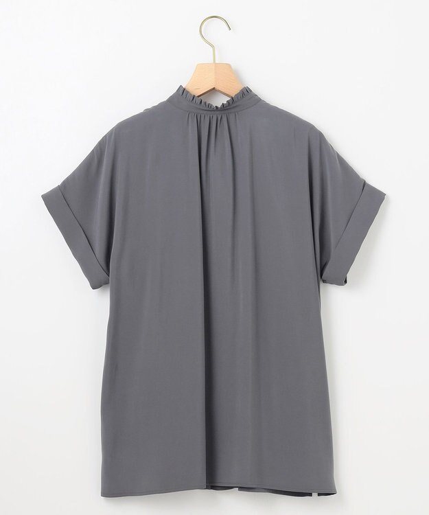 組曲 バウンディングシャーティング バンドカラーフリル ブラウス グレー系