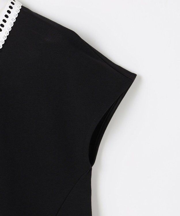 組曲 【先行予約】フレンチテリー 刺繍襟 ペプラムカットソー ブラック系