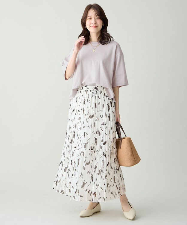 ANY 【Sサイズあり】オーガニックコットンスムース5分袖Tシャツ グレージュ