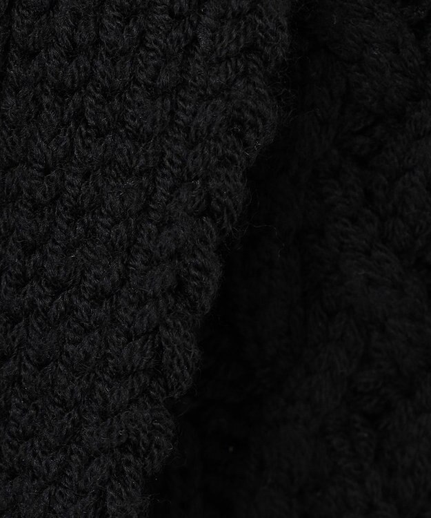 自由区 【洗える】アランパターンファーコンビ ニットガウン ブラック系