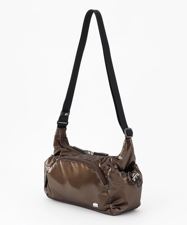 LA BAGAGERIE メタリックドロストポケット　ミニショルダーバッグ チョコ