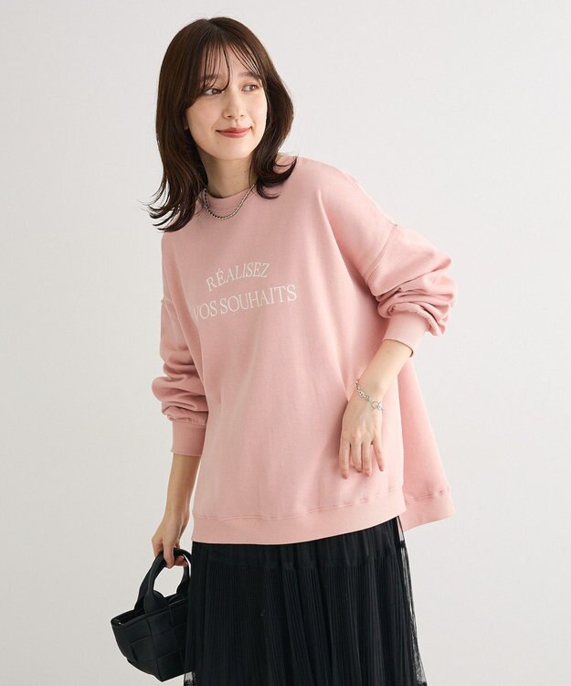 Green Parks 裏起毛ルーズサイズロゴプルオーバー Pink