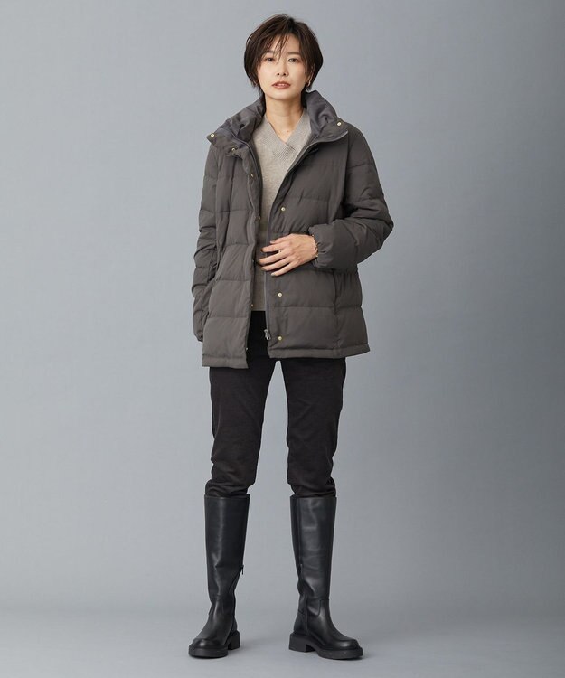 J.PRESS LADIES ブラッシュドマルチポリ ショート ダウンコート グレー系