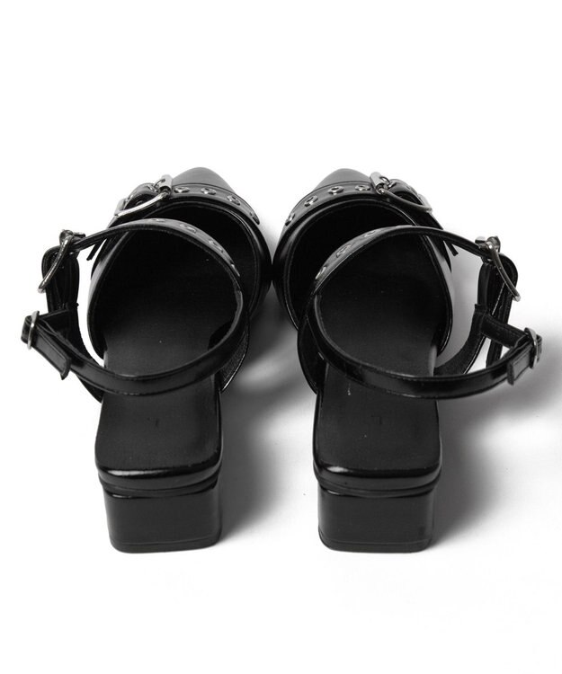 WEGO ハトメベルトポインテッドシューズ ブラック