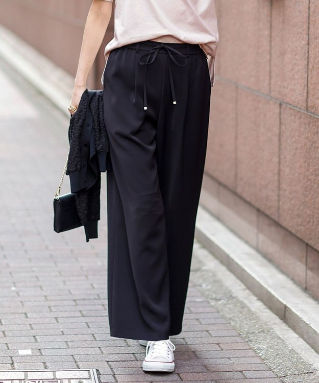 ANY SIS S ベルトセットイージー ワイドパンツ ブラック