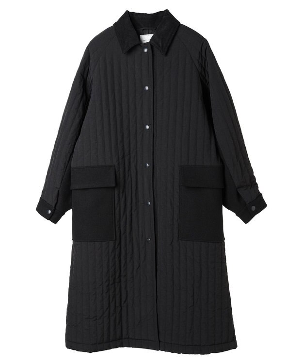 AMERICAN HOLIC キルポカ異素材Ｍｉｘロングコート Black