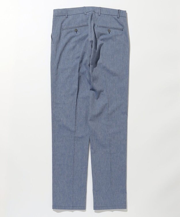 JOSEPH ABBOUD 【キングサイズ・ウエストも伸びる/清涼/ストレッチ】ストレッチリネンシャンブレーパンツ サックスブルー系