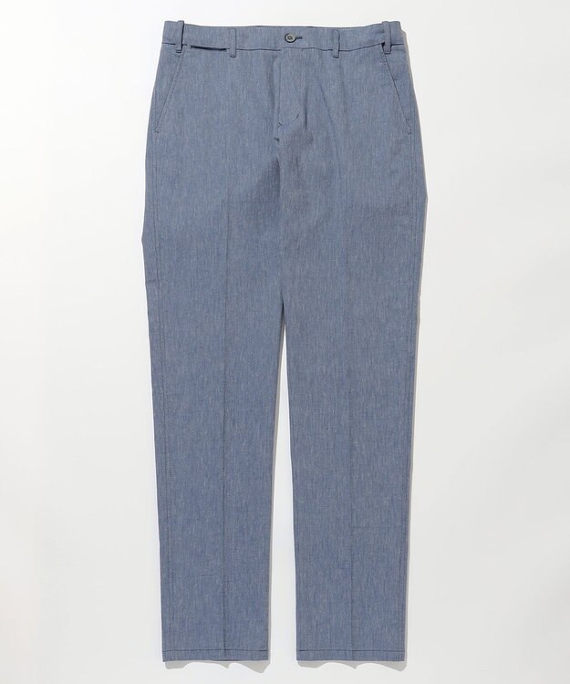 JOSEPH ABBOUD 【キングサイズ・ウエストも伸びる/清涼/ストレッチ】ストレッチリネンシャンブレーパンツ サックスブルー系