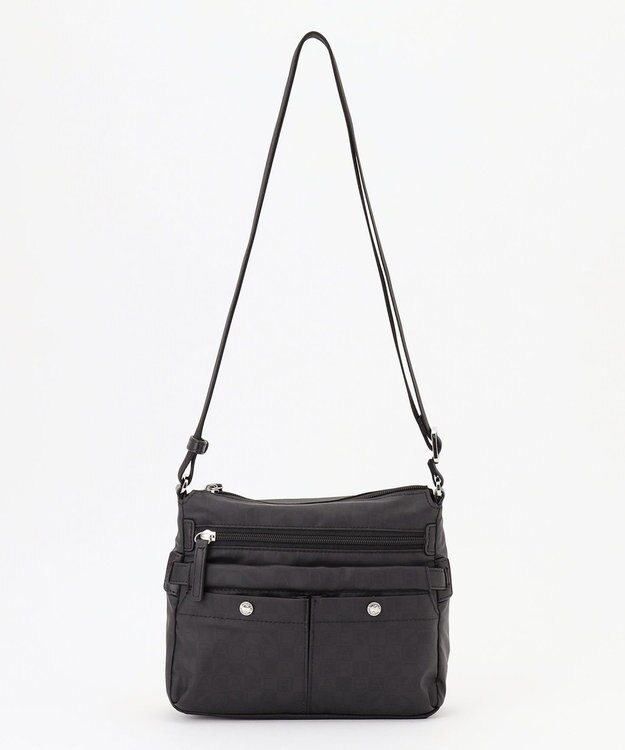 LA BAGAGERIE モノグラム　スクエアナイロンショルダー　SSサイズ ブラック