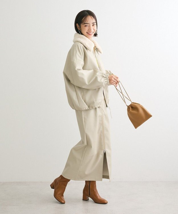 Green Parks ・ＥＬＥＮＣＡＲＥ　ＤＵＥフェイクレザーＺＩＰブルゾ Ivory