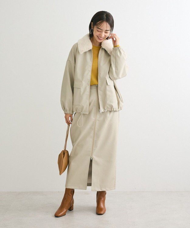 Green Parks ・ＥＬＥＮＣＡＲＥ　ＤＵＥフェイクレザーＺＩＰブルゾ Ivory