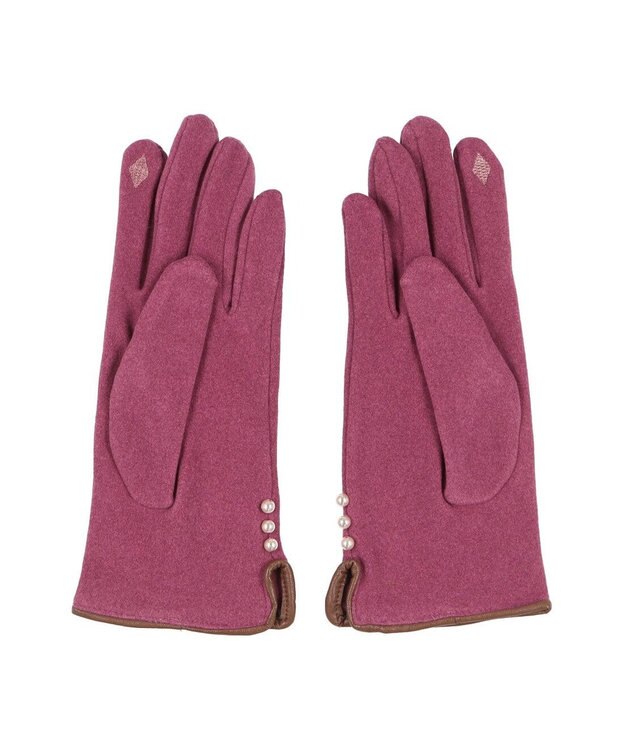 UNBILLION カシュネ cache nez / パールビーズ付きジャージー手袋 ピンク