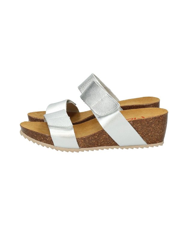 INTER-CHAUSSURES 【Marila】ダブルベルトフットベッドサンダル シルバー