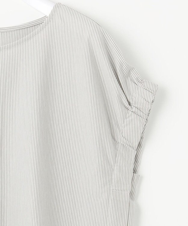 ANY SIS S 【洗える】シルケットストライプフレンチスリーブ カットソー ミントストライプ