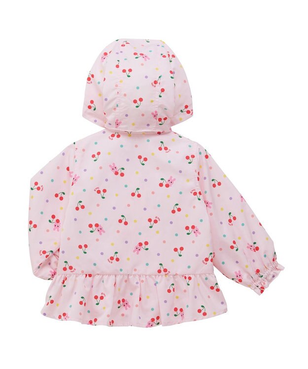 MIKI HOUSE HOT BISCUITS 【80-120cm】キャビット×さくらんぼ 総柄ウインドブレーカー ピンク