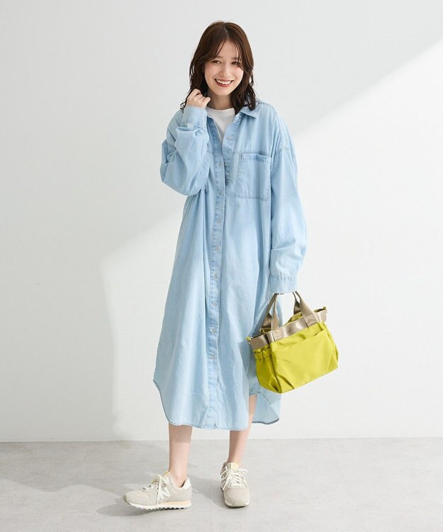 Green Parks シアーデニムシャツワンピース Light Indigo