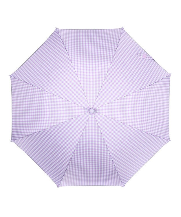 MOONBAT 【キッズ】晴雨兼用日傘 長傘 ギンガムチェック 裾リフレクター 50cm 遮光 遮熱 UV ライトパープル