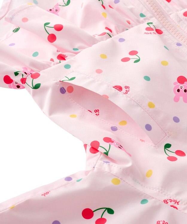 MIKI HOUSE HOT BISCUITS 【80-120cm】キャビット×さくらんぼ 総柄ウインドブレーカー ピンク