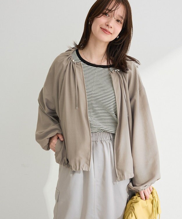 Green Parks ドロストネックシアーブルゾン Gray Beige