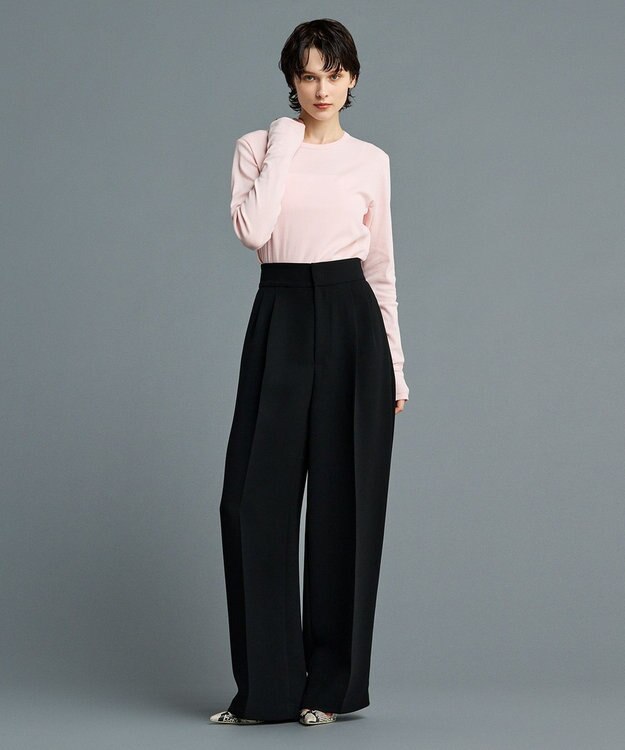 uncrave 【防しわ・洗濯機洗い可】ウォッシャブル ダブルクロス ワイドパンツ（uncrave STANDARD） ブラック