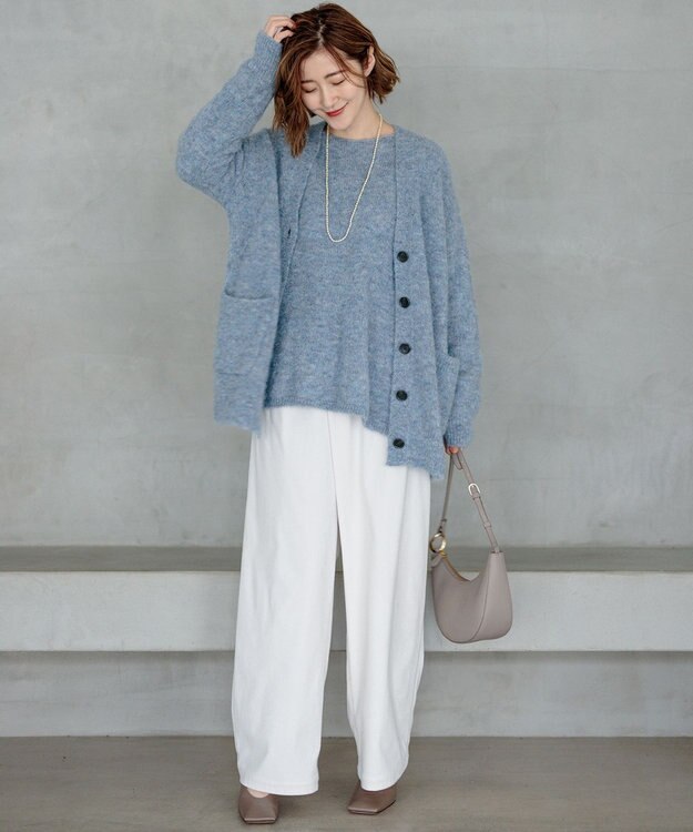 23区 【SLOW/一部店舗限定】ソフトコーデュロイ ワイドパンツ アイボリー系