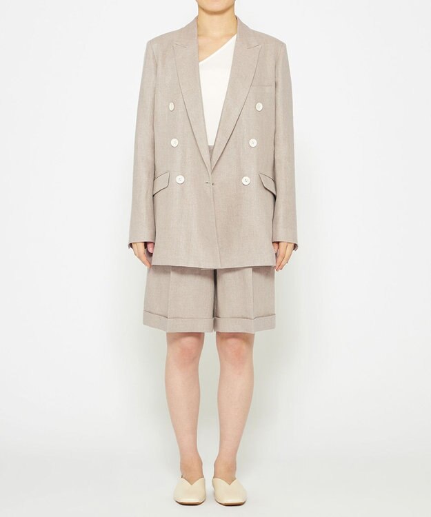 uncrave ヘリンボーン リネン ショートパンツ（uncrave WHITE） フラックスA