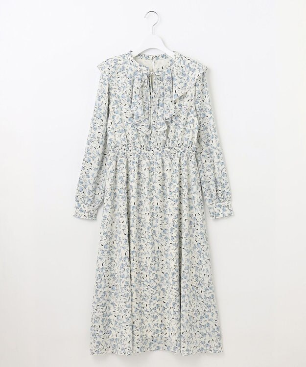 Feroux 【洗える】フラワープリントラッフル ワンピース ホワイト系2