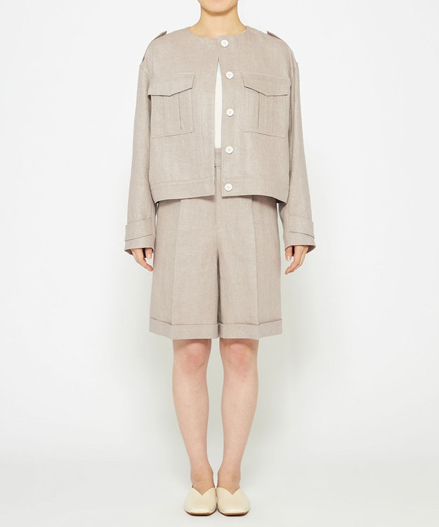 uncrave ヘリンボーン リネン ショートパンツ（uncrave WHITE） フラックスA