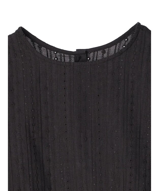 earth music&ecology 刺繍パフスリーブブラウス Black