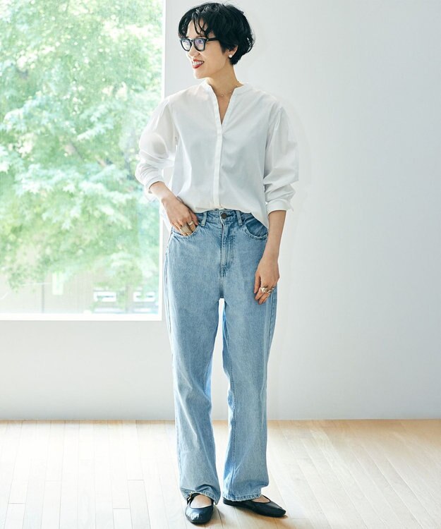 23区 L 【滝沢眞規子さん着用/mi-molletコラボ/洗える】CANCLINI デザイン シャツ [mi-molletコラボ]ホワイト系