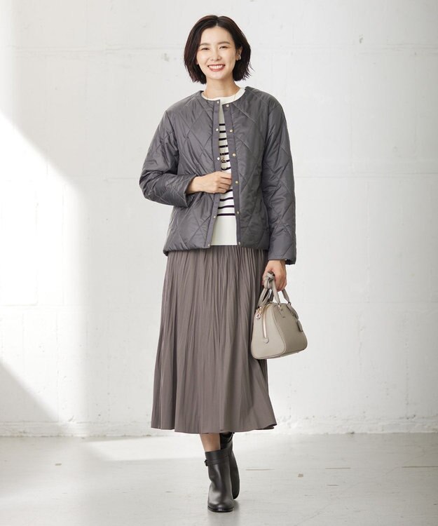 J.PRESS LADIES 【洗える】高密度タフタ キルティング ショート コート グレー系