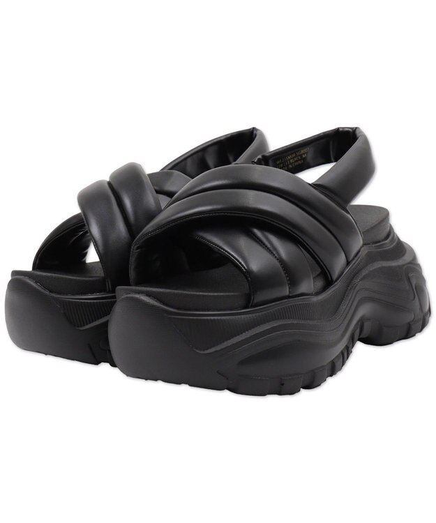 WEGO パテッドクロス厚底サンダル ブラック